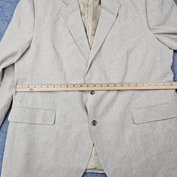 Stafford Sport Coat Mens 50 Regular Sand Linen Classic Fit Wedding Coastal Beach - Picture 8 of 13